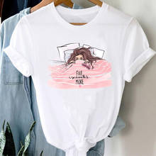 Camiseta feminina estampa gráfica, camiseta de manga comprida, estampa fofa para meninas anos 90 2024 - compre barato