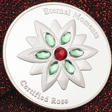 Os momentos eternos rosa edelweiss cor de prata com diamante comemorativo moeda dia dos namorados casamento lembrança presentes 2024 - compre barato