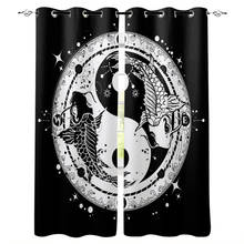 Tai Chi Black White Squid China Window Curtains for Living Room Kitchen Bedroom Home interior Decoration Curtains 2024 - buy cheap