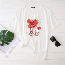 Seeyoushy-Camisetas con estampado de árboles y globos para mujer, ropa de calle para el Día de San Valentín, Camisetas estampadas Harajuku 2024 - compra barato