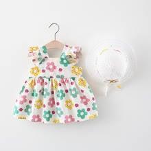 2021 Summer Baby Girl Dress Infant Clothing Newborn Printed Princess Dresses 1 Year Girl Birthday Dress With Hat Outfits 2024 - buy cheap