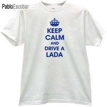 men cotton t-shirt summer brand tshirt Keep Calm and drive a Lada Funny T-shirt man shubuzhi plus size teeshirt 2024 - buy cheap