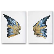 Gold Foil Feather Art 2 Panels Abstract Group Oil Painting Wall Decor Canvas Pieces Paintings Wings Picture For Home Showpiece 2024 - buy cheap