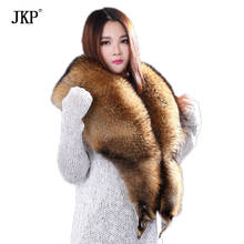 JKP Big Real Raccoon Fur Scarf Women Winter Warm Natural Raccoon Fur Collar Thicken Fashion New Shawl and Wraps Scarves 2024 - buy cheap
