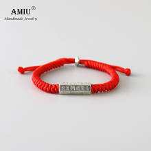 AMIU-pulseras rojas de la suerte y negras hechas a mano para hombres, accesorios hechos a mano para amantes, pulsera de joyería de la suerte, 2 2024 - compra barato