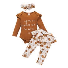 2020 Boho Autumn 0-24M Infant Baby Girl Cothes Letter Long Sleeve Knited Romper Tops+Ruffle Tutu Floral Print Pants 3pcs Set 2024 - buy cheap