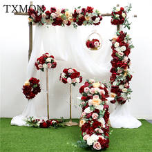 Simulación de hilera de flores de arco de flores de la boda de decoración de ventanas de bola de flores para boda T etapa de estudio fotográfico. Fotografía Accesorios 2024 - compra barato