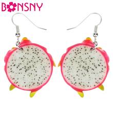 Bonsny Acrylic Delicious Pitaya Dragon Fruit Earrings Big Long Dangle Drop Fashion Jewelry For Women Girl Ladies Teen Wholesale 2024 - buy cheap