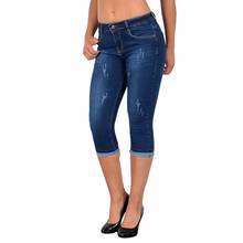 Pantalones vaqueros Capri rectos para mujer, Jeans ajustados de cintura alta hasta la rodilla, Capri, de verano, 2021 2024 - compra barato
