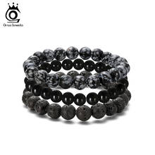 ORSA JEWELS 3Pc/set Lava Rock Bracelet Bangle for Women Men Natural Stone Bracelet Obsidian Black Agate Women Gift 8mm GMB38 2024 - buy cheap