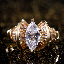 Изящное обручальное кольцо невесты листовой циркон, винтажное женское кольцо с белым кристаллом и камнем, большие обручальные кольца под золото под старину для женщин 2024 - купить недорого