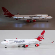 Diecast B747 Aircraft British Airline Model 47CM Virgin Atlantic 747 Plane Model W Light and Wheel Landing Gear Resin Toys Gifts 2024 - buy cheap