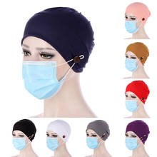 2021 New Women Turban Head Wrap Hat With Button Headwear Headscarf Bonnet Inner Hijabs Cap Muslim Hijab Chemo Hats Turban 2024 - buy cheap