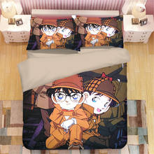 Home Textiles Detective Conan Bedding Anime New Cartoon bedclothes Character Sets Twin Queen King Size Duvet Cover Pillowcase 2024 - buy cheap