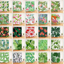 Cortina de banho com folhas verdes exóticas tropicais, cortina de banho de flamingo com flores, tecido à prova d'água, conjunto de decoração de banheiro com ganchos 2024 - compre barato