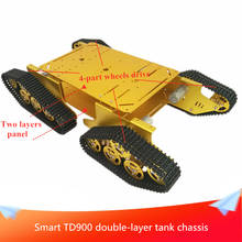 Td900 chassi de tanque de metal 4wd, chassi/chassi inteligente de travamento de carro com motor de alto torque, brinquedo diy rc para competição de robô 2024 - compre barato