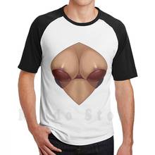Camiseta de algodón con escote Artificial para hombres, ropa erótica Sexy con estampado de hendiduras, pechos y pezones, Nsfw, Oppai 2024 - compra barato