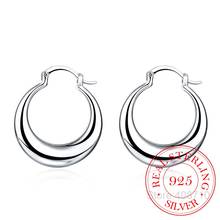 Crescent Moon Round Creole Hoop Earrings for Women 925 Sterling Silver Statement Fine Jewelry Brincos Female Gifts 2024 - buy cheap