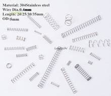 Fio pçs/lote 20 Dia.0.4mm, OD: 5mm, L 20/25/30/35mm, 304 de amortecimento da mola Molas de Compressão de Hardware Em Miniatura de Aço inoxidavel 2024 - compre barato