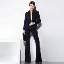 Black Custom Made Autumn Bussiness Formal Elegant Women Suit Set Blazers Pants Office Suits Ladies Pants Suits Trouser Suits 2024 - buy cheap