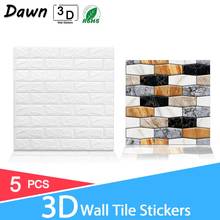 Papel de pared 3D con patrón de piedra de ladrillo, autoadhesivo impermeable con estampados florales, Adhesivo de pared para habitación de niños y sala de estar, 5 uds. 2024 - compra barato