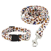 New Leopard Print Dogs Collar and Leash Set Adjustable Cotton Dog Necklace for Pet Cute Puppy Collar Small Dogs Pet Accessories 2024 - buy cheap