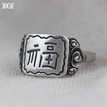 BOCAI New 100% real S925 pure Silver Vintage Thai Silver Ring for Children Fashion Lucky Word Lucky Cloud Women's Silver Rings 2024 - buy cheap