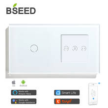 BSEED Mvava Smart Wifi Touch Switch 1 Gang With Curtain Work With Tuya Google Smart Home Crystal Glass Panel Smart Switch 157mm 2024 - buy cheap