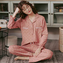 JULY'S SONG 2020 New Autumn Cotton Pajamas Set for Women Long Sleeves Women's Trousers Homewear Casual Polka Dot Soft Sleepwear 2024 - buy cheap