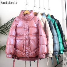 Sanishroly jaqueta brilhante feminina, casaco parka quente engrossado de inverno manga comprida feminino blusa de agasalho curta plus size se966 2020 2024 - compre barato