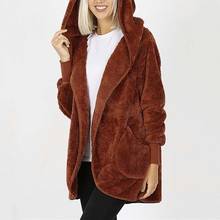 Women Plush Coat female Plush Fur Fake Coat Hoodies Solid Pocket Notch Lapels Oversized Winter Coat Plush Outercoat Coat 2024 - buy cheap