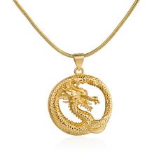 2021 Summer New Products Golden Dragon Round Men's Pendant Necklace Hip Hop Rock Sliding Pendant Men's Necklace Accessories 2024 - buy cheap