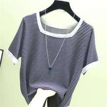 Thin Womens Pullovers 2021 Fashion Summer Women Sweater Knitted Elastic Short Sleeve Woman Clothes Sweater Femme 2024 - buy cheap