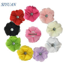 50pcs/lot 6cm Shabby Chiffon Flower with Acrylic Button Girl Hairpin Hair Clip 30 Colors Avaiblale TH304 2024 - buy cheap