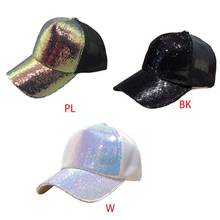 Unisex Multicolored Sequins Baseball Cap Mesh Back Party Snapback Trucker Hat LX9E 2024 - buy cheap