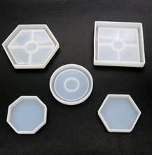 Cristal epóxi seis lado quadrado flor base copo coaster molde silicone conjunto artesanal espelho 2024 - compre barato