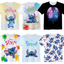 Disney Lilo & Stitch Fashion Anime Figures Cartoon Products Cosplay Accessories Customized T-Shirt  Casual Gifts Unisex 2024 - buy cheap