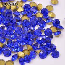 JUNAO SS 6 8 10 12 16 20 30 Dark Blue Pointback Glass Nail Rhinestones Round Crystal Applique Fancy Glass Strass for Decoration 2024 - buy cheap