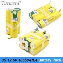 Turmera 3S 10.8V 12.6V 18650 HE4 2500mAh 5000mAh Lithium Battery 20A Soldering Strip for Screwdriver Batteries Shurika Customize 2024 - buy cheap