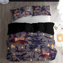 Juego de ropa de cama HELENGILI 3D, juego de edredón con impresión de Halloween, ropa de cama realista con funda de almohada, juego de cama Textiles para el hogar # WSJ-37 2024 - compra barato