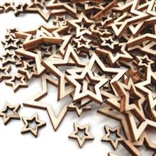 50pcs Unfinished Wood Cutout Wooden Star Shaped Wood Pieces for Wooden Craft DIY Projects, Home Decoration, Gift Tags 2024 - купить недорого