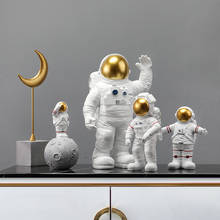Figura de astronauta blanco, figuritas cosmonautas, estatua de Luna, escultura de hombre espacial, decoración del hogar, miniaturas, adorno de mesa para niños 2024 - compra barato