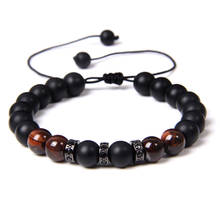 Pulsera de cuentas de piedra de ojo de tigre para hombre y mujer, brazalete de cuentas trenzadas, cuerda ajustable, joyería de Chakra de Yoga 2024 - compra barato