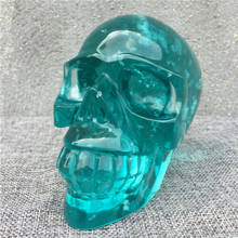 2.86LB Blue Melting stone quartz Skull Hand Carved Crystal Healing 2024 - buy cheap