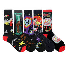 New Spacecraft Aliens Astronauts Funny Socks Men High Quality Hip Hop Harajuku Planet Happy Unisex Calcetines Hombre Men Sokken 2024 - buy cheap