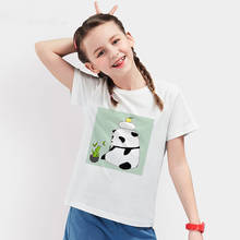 Camiseta estampa de panda para crianças, camisa branca de design simples para meninas e meninos, animação de natal 2024 - compre barato