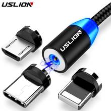 USLION LED Magnetic USB Cable Fast Charging Type C Cable Magnet Charger Data Charge Micro USB Cable Mobile Phone Cable USB Cord 2024 - купить недорого