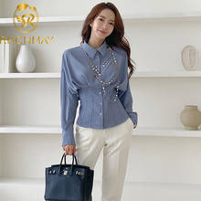 Blusas coreanas de temperamento para mujer, camisas ajustadas holgadas de manga de murciélago, camisa de oficina para mujer, Tops 2020 2024 - compra barato