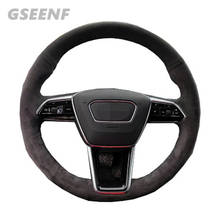 Gseenf capa de volante de carro, de camurça preta costurada à mão, para audi a6 (c8) avant allroad 2007-a7 (k8) 2006-s7 2024 - compre barato
