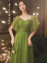 New flared sleeve 130cm grass green girl lady princess banquet bridesmaid performance dance ball dress gown free ship 2024 - buy cheap